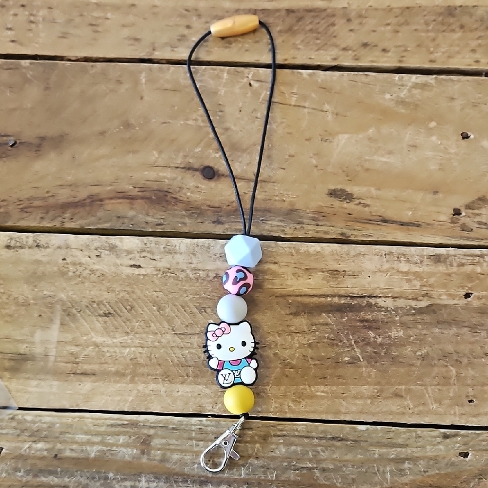 Hello Kitty Beaded Charm Keychain - Yellow and Pink